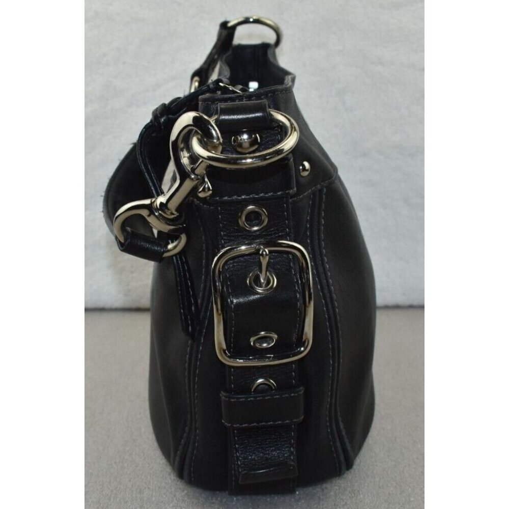 Coach Zoe Womens Black Leather Zipper Closure Hobo Shoulder Bag Purse - Picture 3 of 16